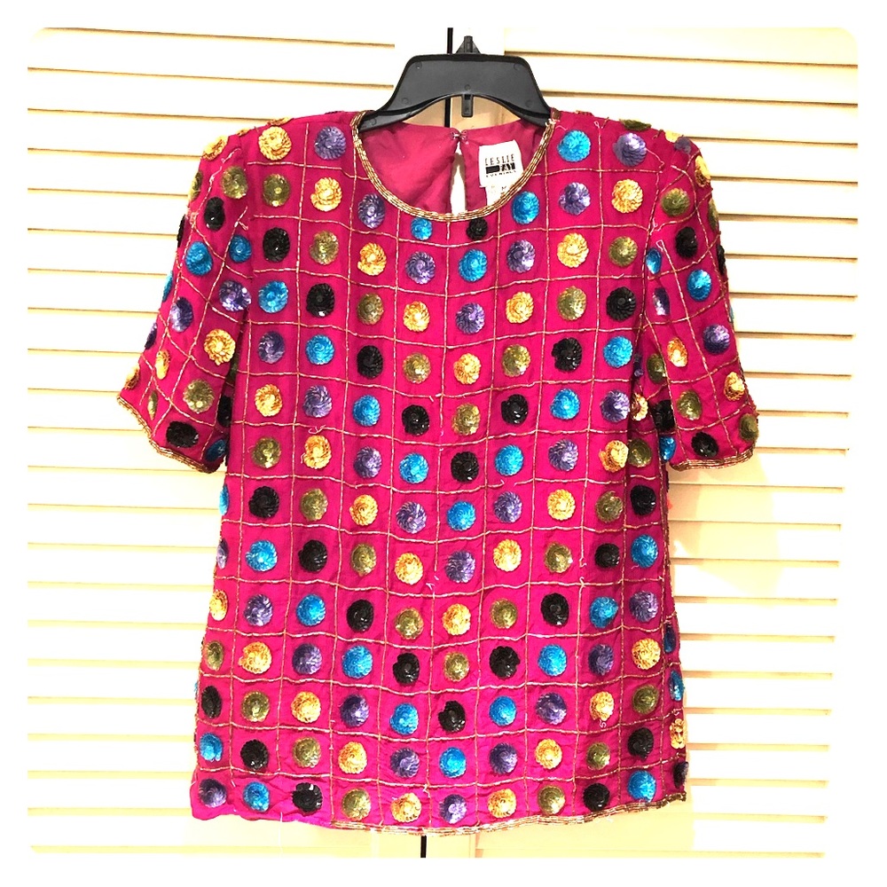 Black and Gold beaded 100% silk After Five top.